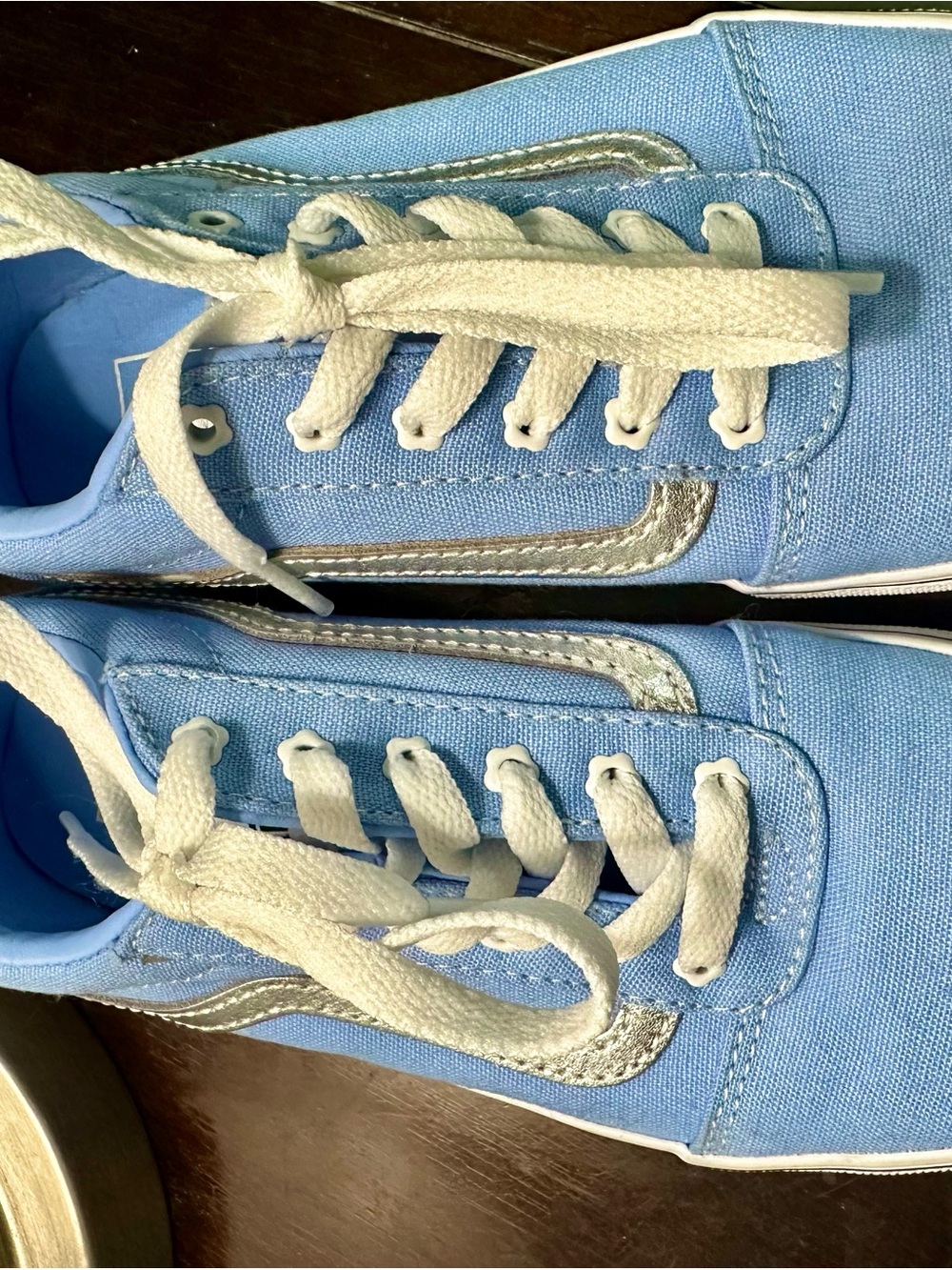 Vans Kids Girl Light Blue Old Skool Lace-Up Sneakers - Picture 3 of 5
